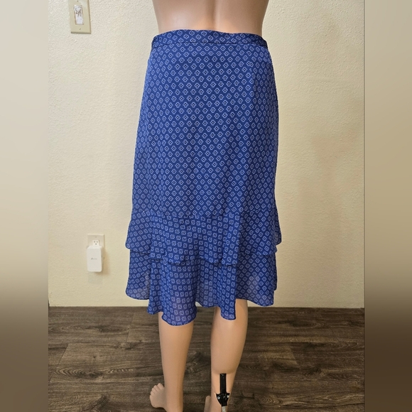 MICHAEL KORS WOMEN'S Blue  SWIRL LAYERED RUFFLE TIERED SKIRT  SIZE 12 - Picture 10 of 13